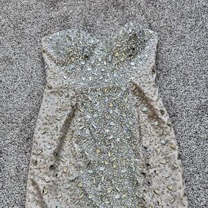 Short strapless sequin dress